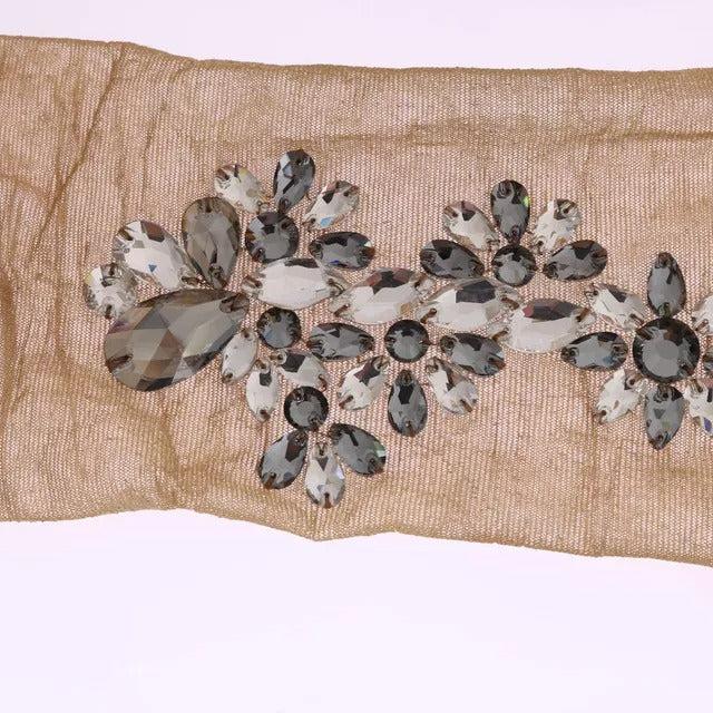 Dolce & Gabbana Gold Stretch Floral Clear Crystal Stocking Socks
