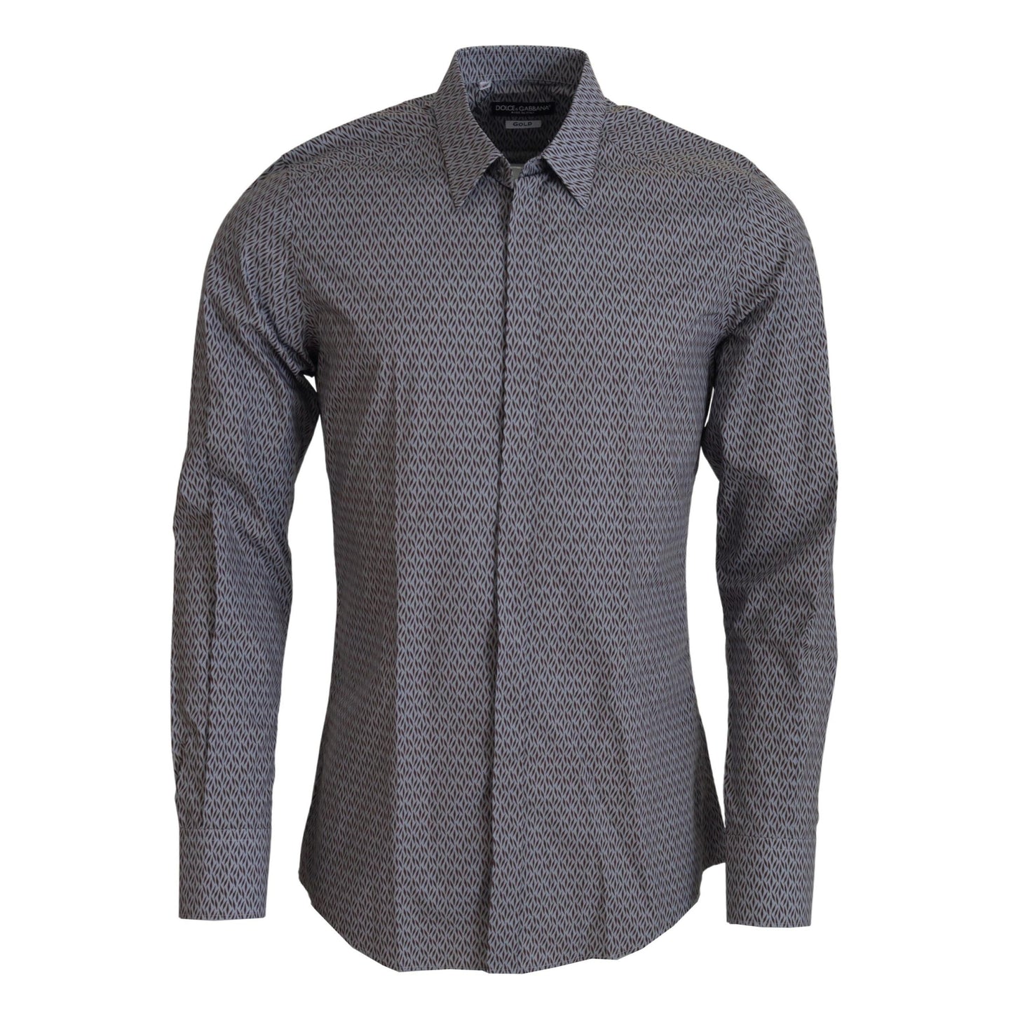 Dolce & Gabbana Gray Brown GOLD Slim Fit Dress Formal Shirt