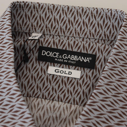 Dolce & Gabbana Gray Brown GOLD Slim Fit Dress Formal Shirt