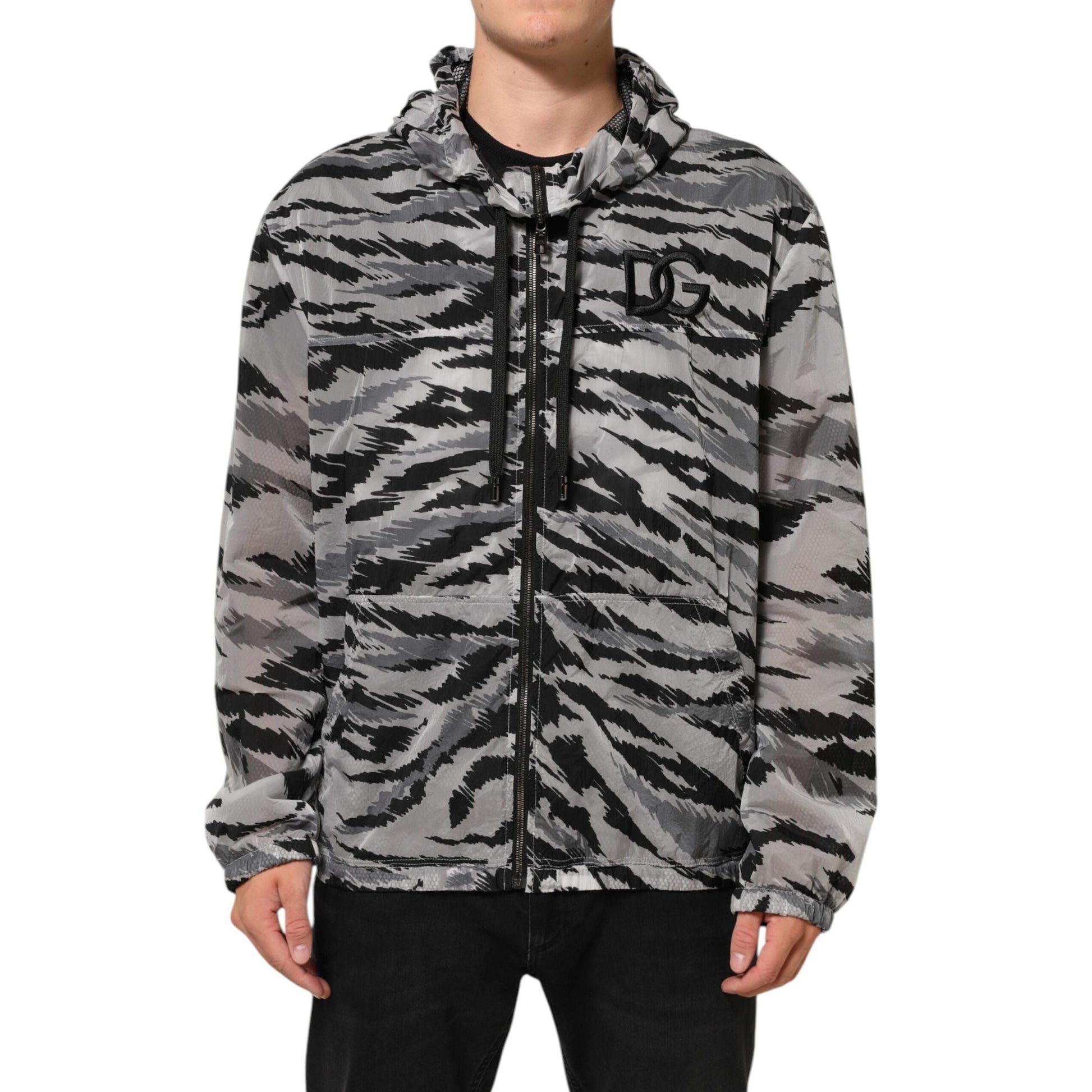 Dolce & Gabbana Gray Camouflage Hooded Sweatshirt Jacket