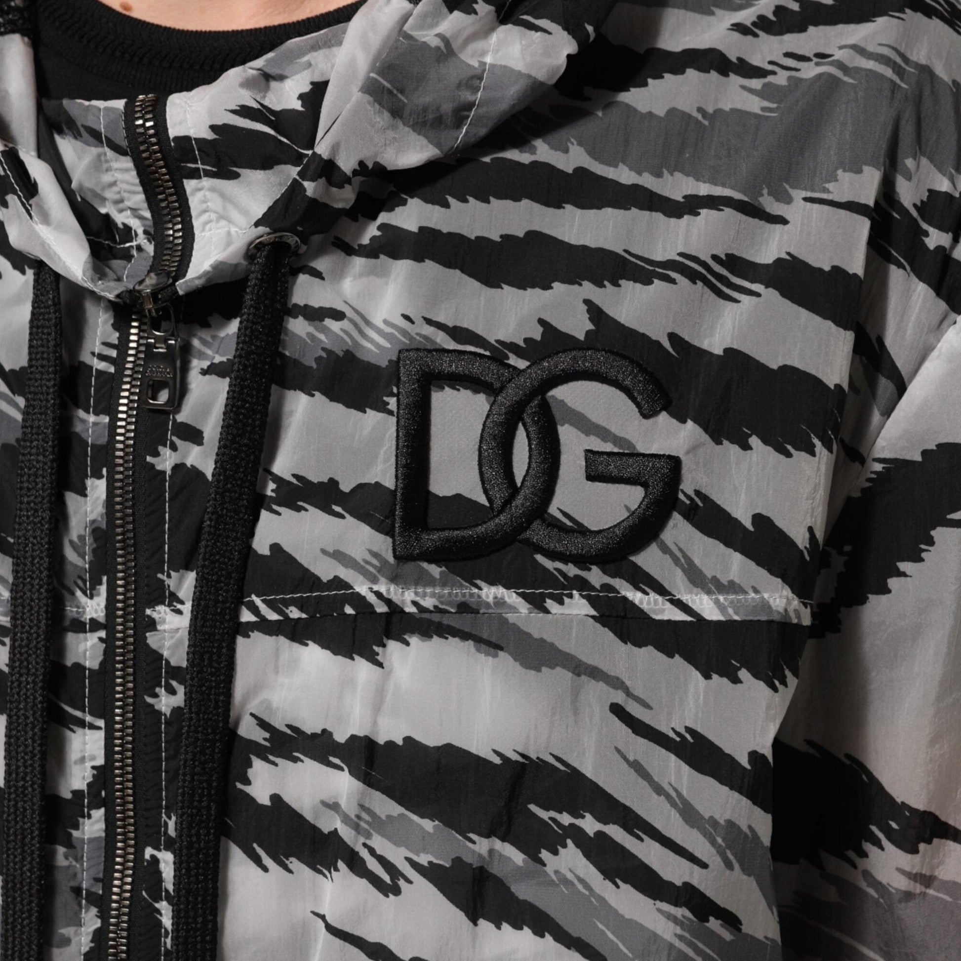 Dolce & Gabbana Gray Camouflage Hooded Sweatshirt Jacket