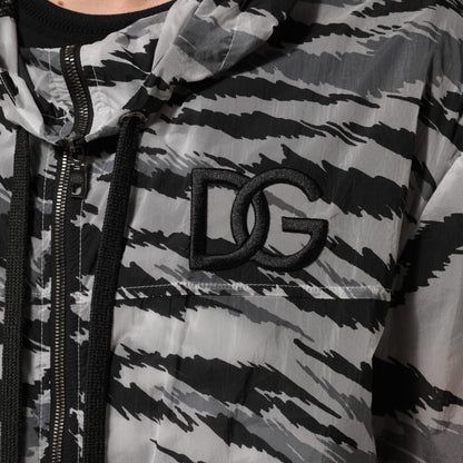 Dolce & Gabbana Gray Camouflage Hooded Sweatshirt Jacket
