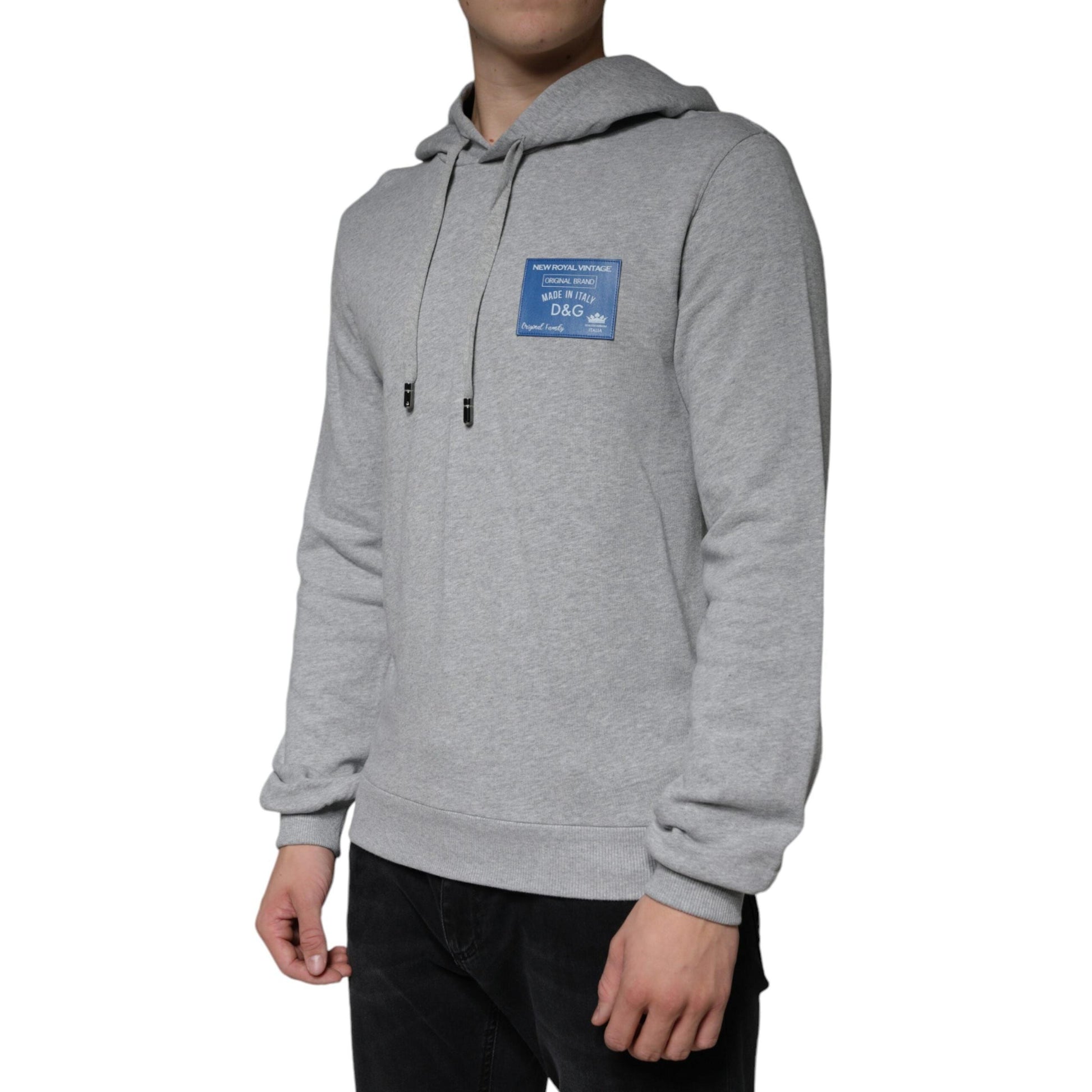 Dolce & Gabbana Gray Cotton Logo Hooded Sweatshirt Sweater