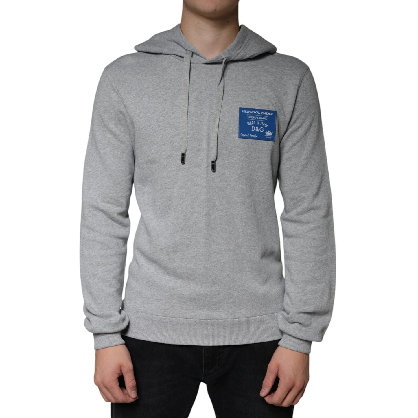 Dolce & Gabbana Gray Cotton Logo Hooded Sweatshirt Sweater