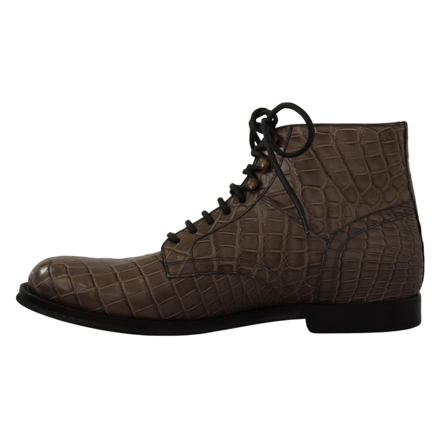Dolce & Gabbana Gray Crocodile Leather Derby Boots