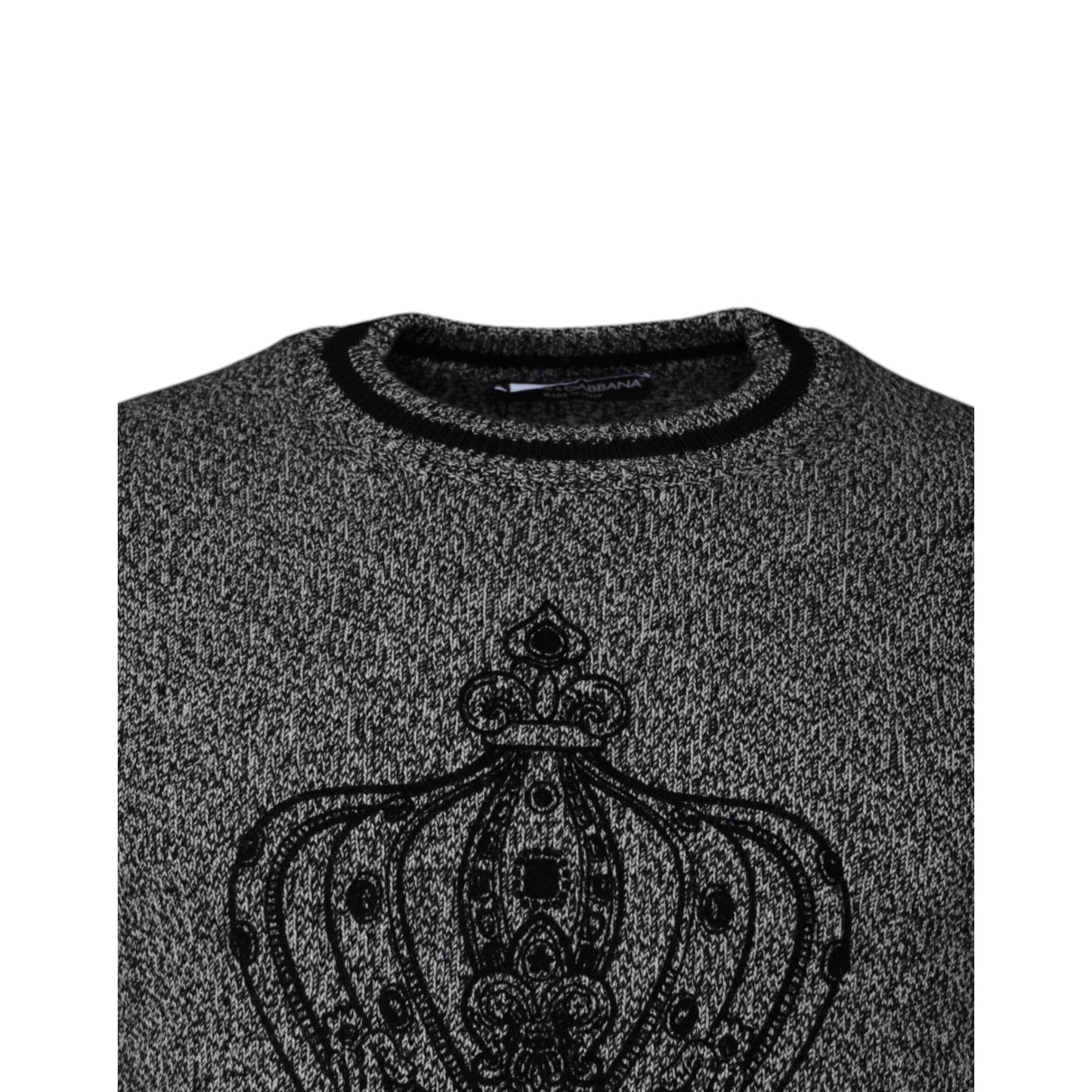 Dolce & Gabbana Gray Crown King Cashmere Pullover Sweater