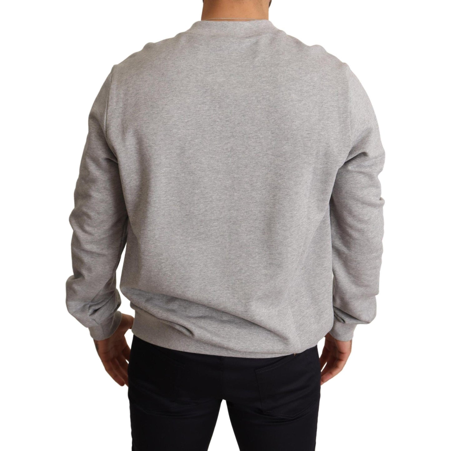 Dolce & Gabbana Gray Crown King Print Cotton Sweater