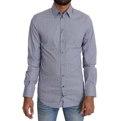 Dolce & Gabbana Gray Dotted Semi Fitted Formal SICILIA Shirt