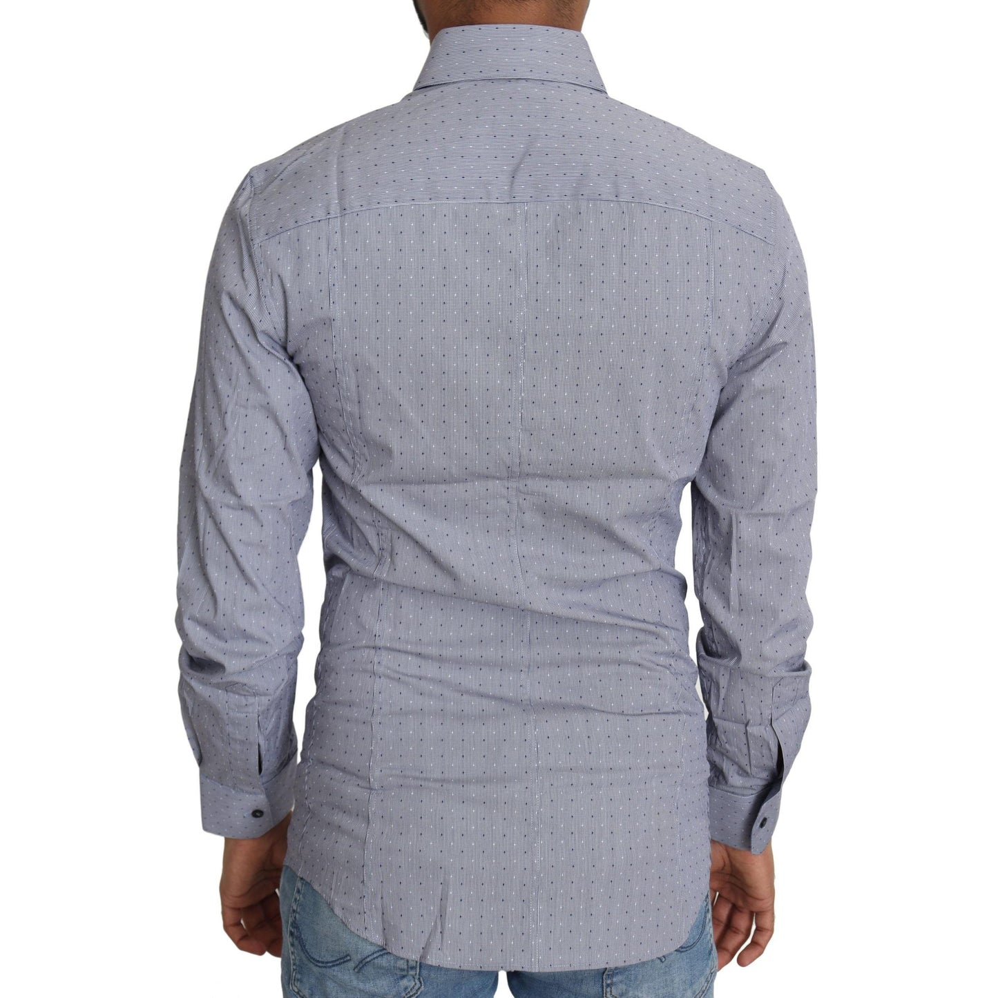 Dolce & Gabbana Gray Dotted Semi Fitted Formal SICILIA Shirt