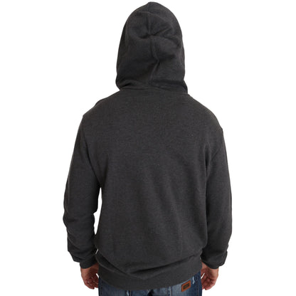 Dolce & Gabbana Gray Hooded Red Crystal Heart Gun Sweater