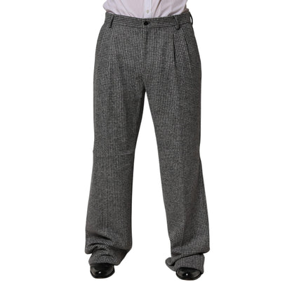 Dolce & Gabbana Gray Houndstooth Straight Dress Trouser Pants