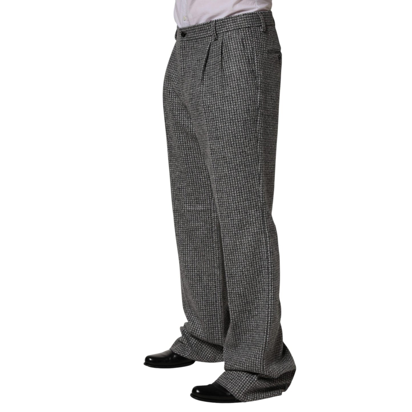 Dolce & Gabbana Gray Houndstooth Straight Dress Trouser Pants