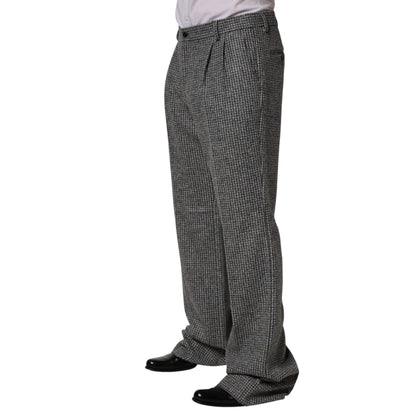 Dolce & Gabbana Gray Houndstooth Straight Dress Trouser Pants