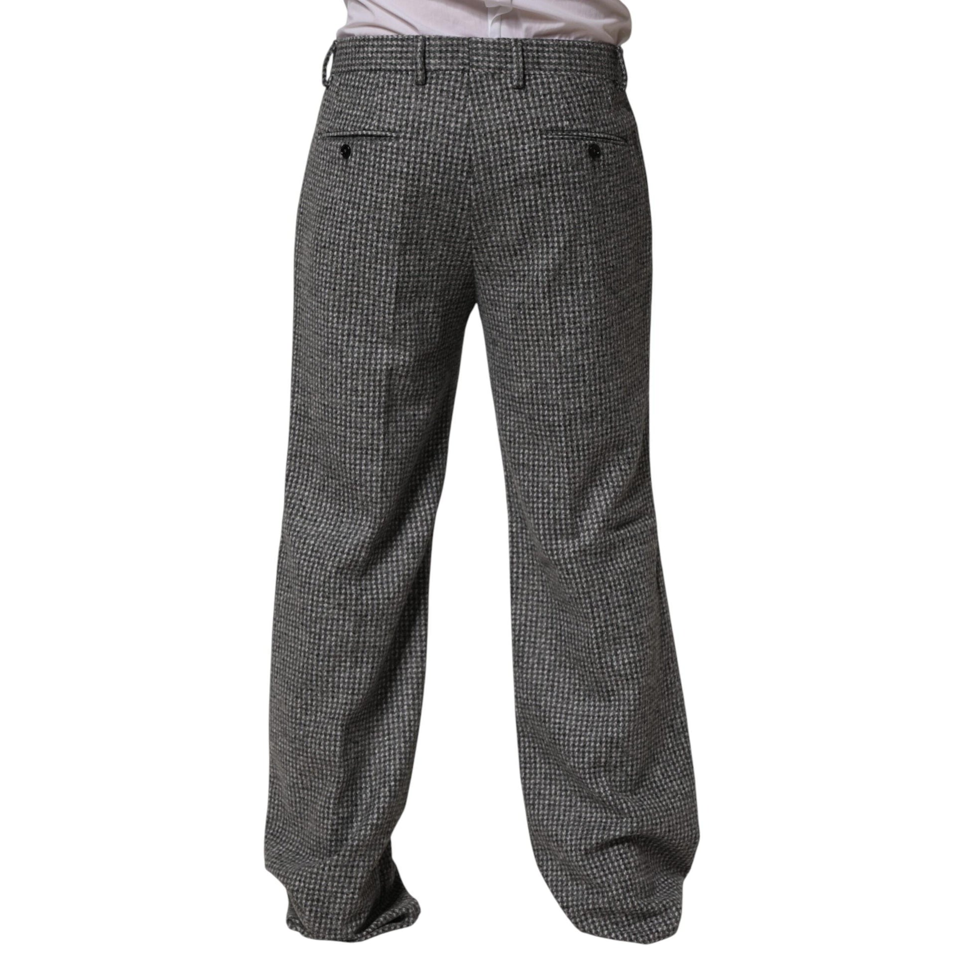 Dolce & Gabbana Gray Houndstooth Straight Dress Trouser Pants