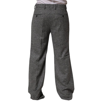 Dolce & Gabbana Gray Houndstooth Straight Dress Trouser Pants