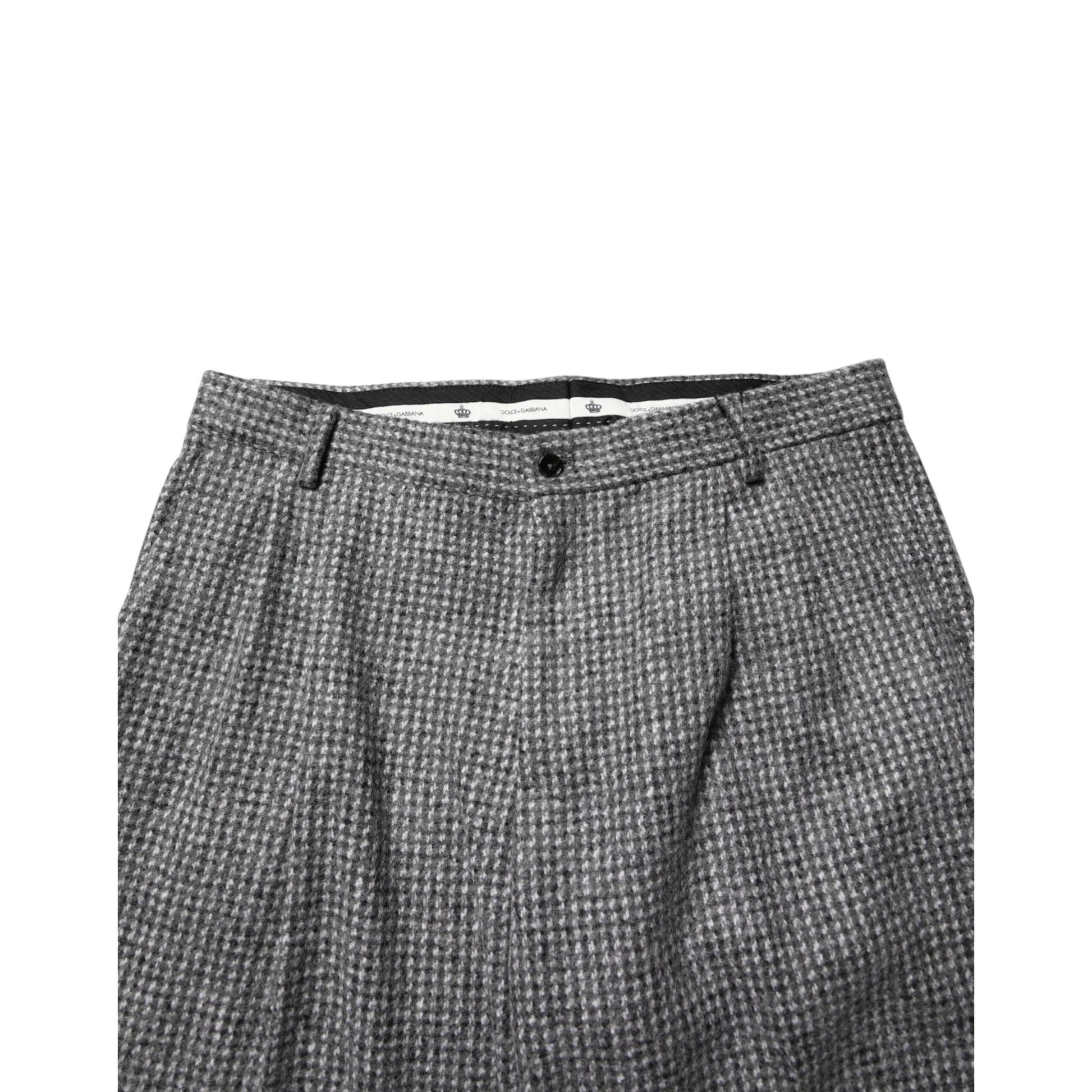 Dolce & Gabbana Gray Houndstooth Straight Dress Trouser Pants