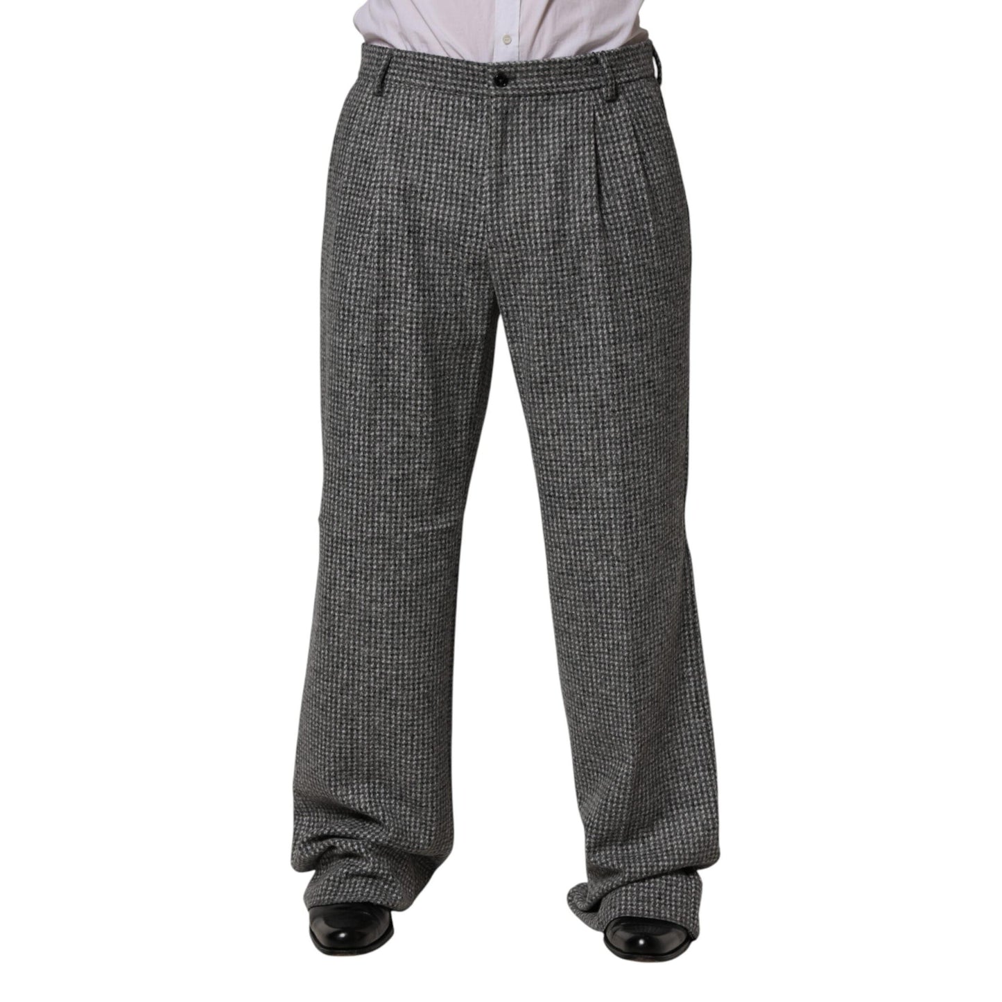 Dolce & Gabbana Gray Houndstooth Straight Dress Trouser Pants