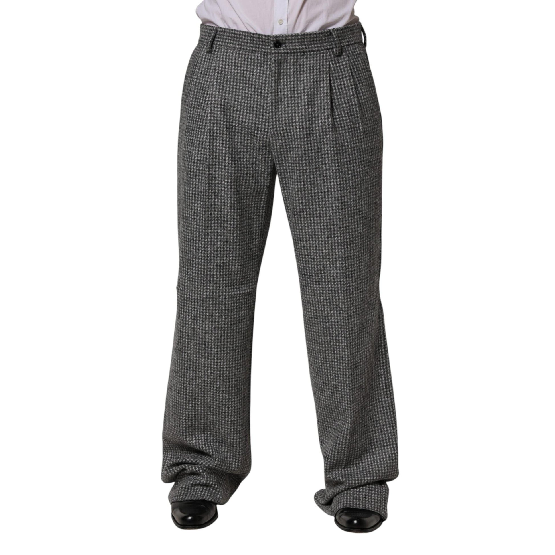 Dolce & Gabbana Gray Houndstooth Straight Dress Trouser Pants