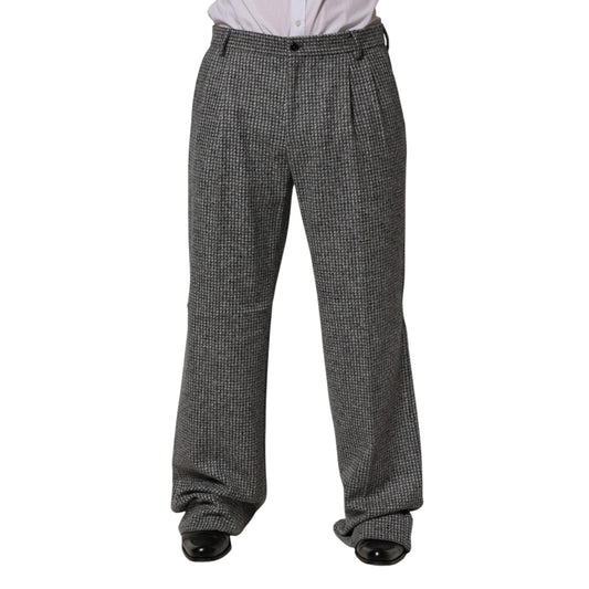 Dolce & Gabbana Gray Houndstooth Straight Dress Trouser Pants
