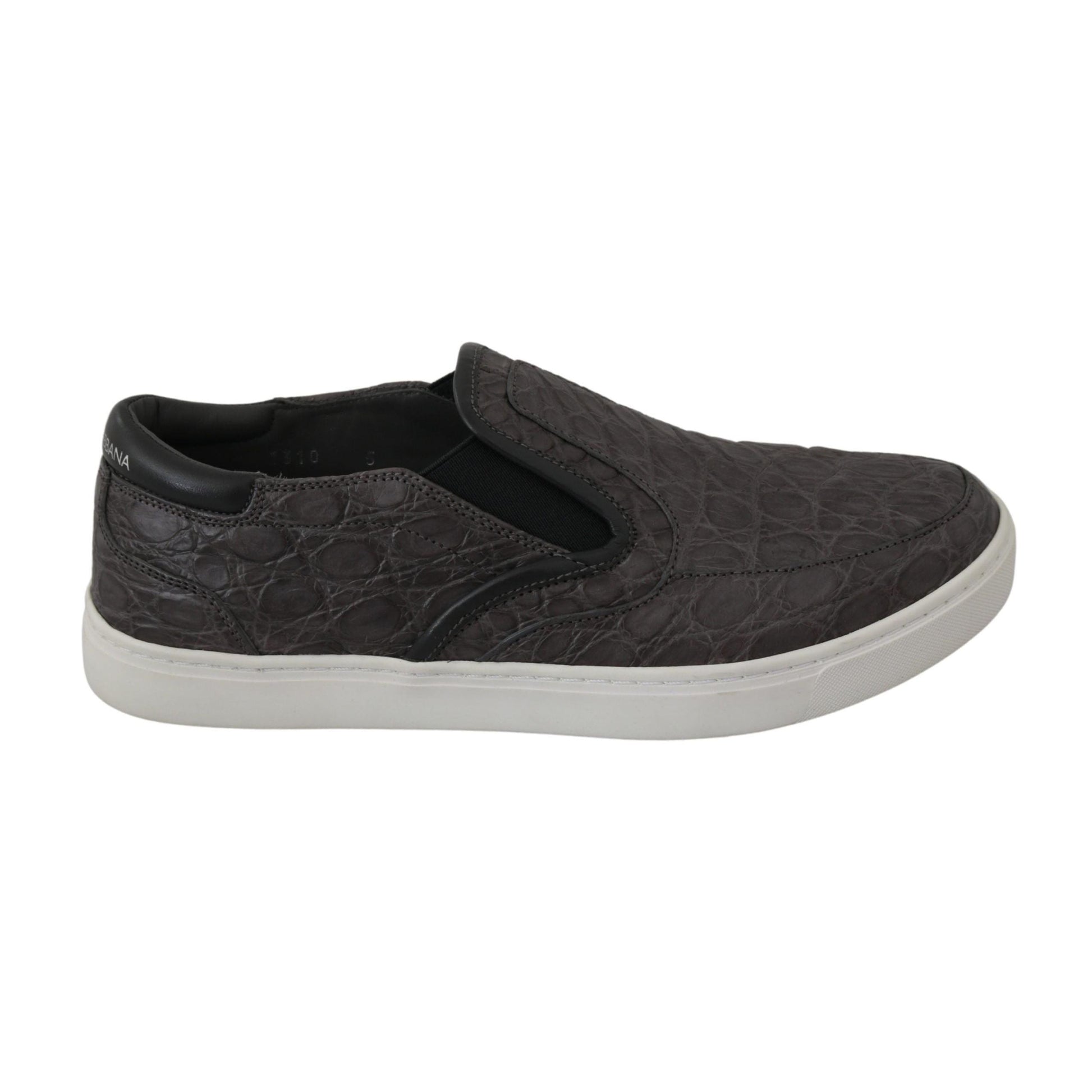 Dolce & Gabbana Gray Leather Flat Caiman Mens Loafers Shoes