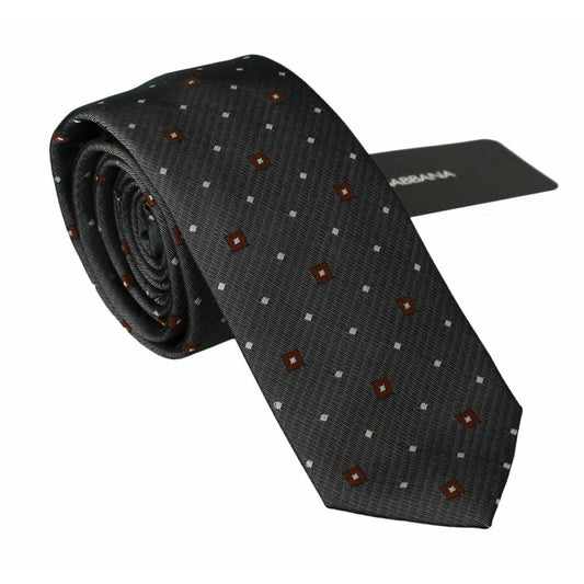 Dolce & Gabbana Gray Patterned Classic Mens Slim Necktie