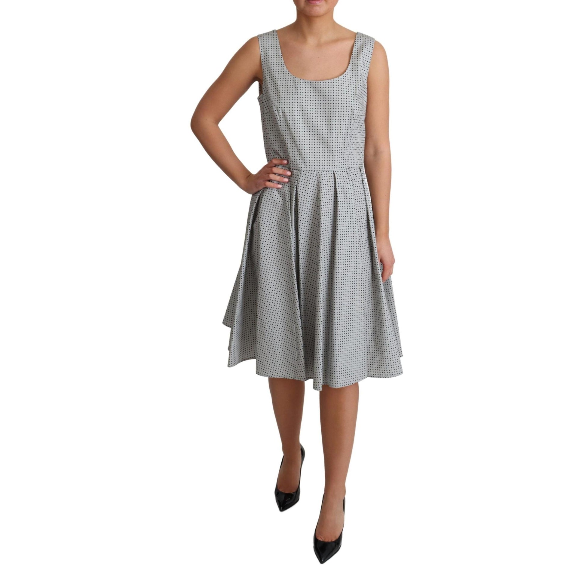 Dolce & Gabbana Gray Polka Dotted Cotton A-Line Dress