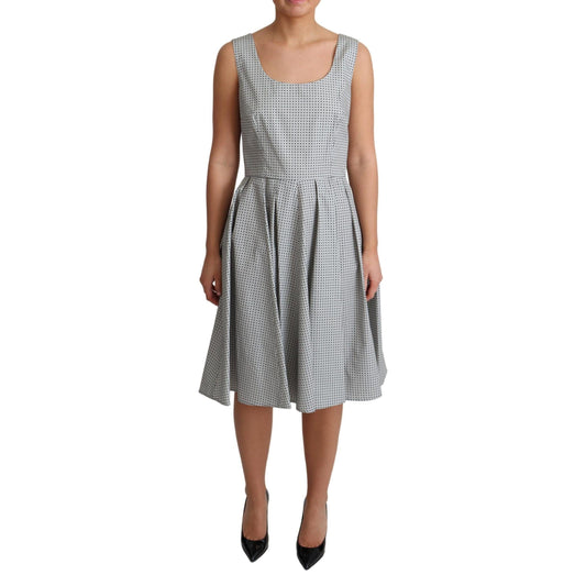 Dolce & Gabbana Gray Polka Dotted Cotton A-Line Dress