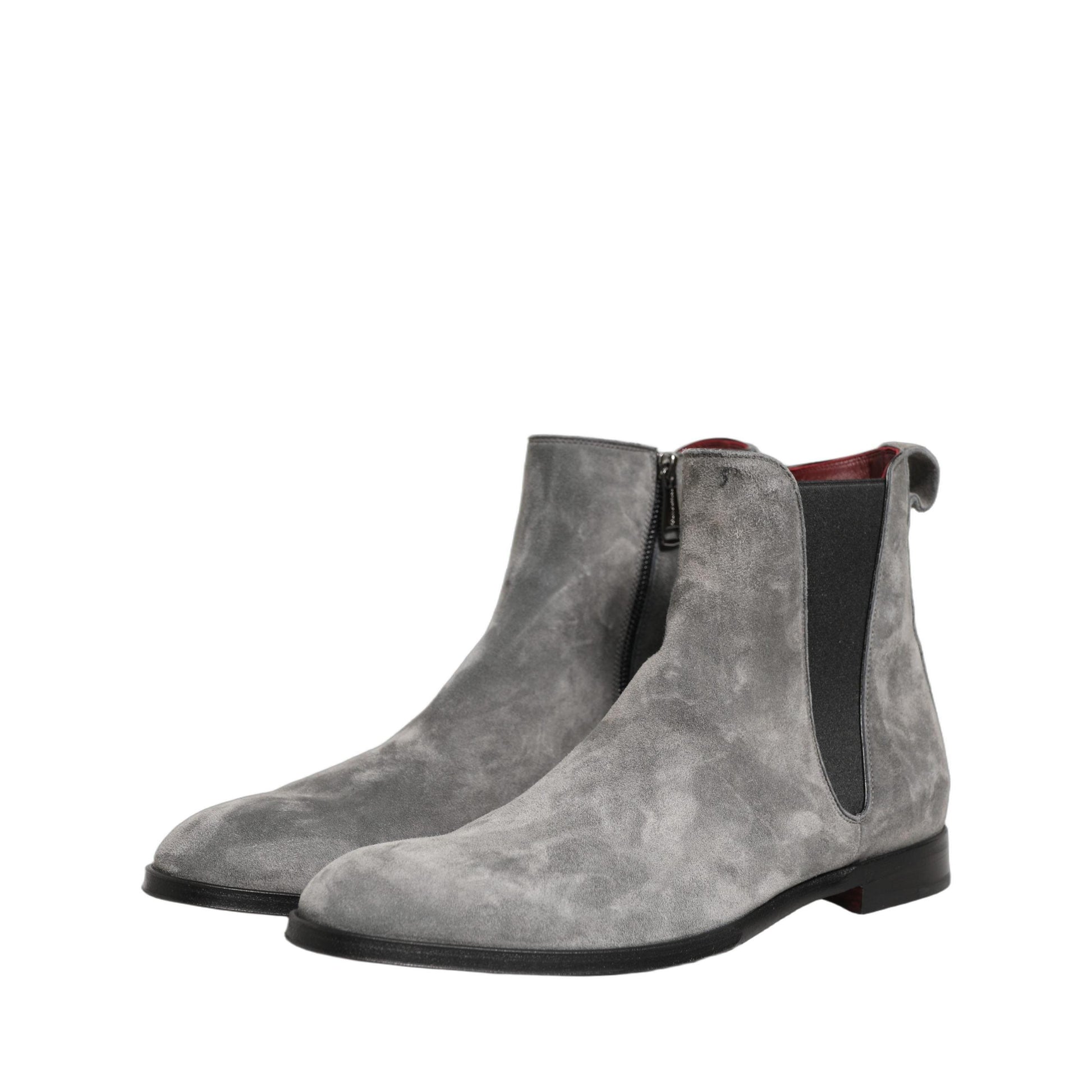 Dolce & Gabbana Gray Suede Leather Chelsea Boots Shoes