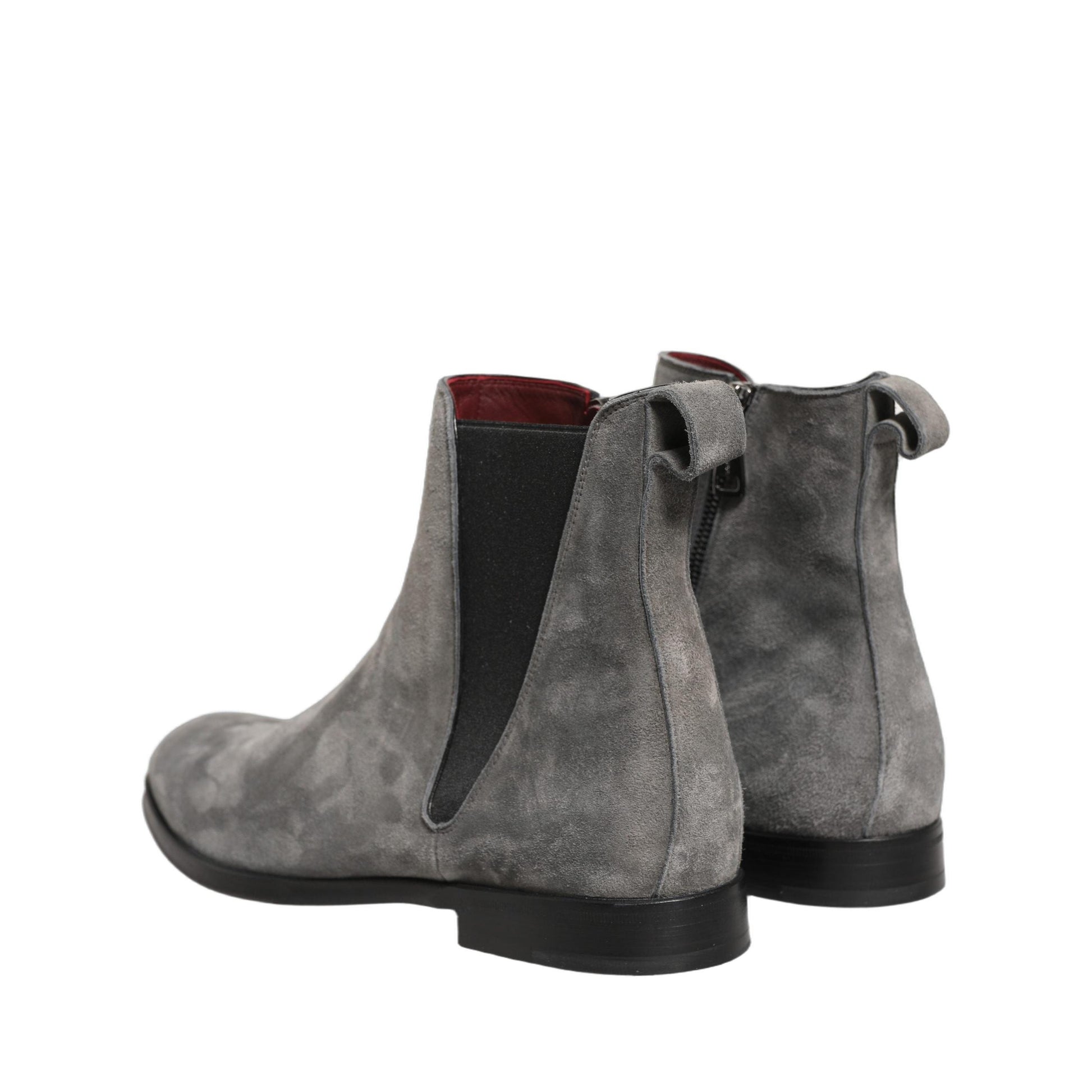 Dolce & Gabbana Gray Suede Leather Chelsea Boots Shoes