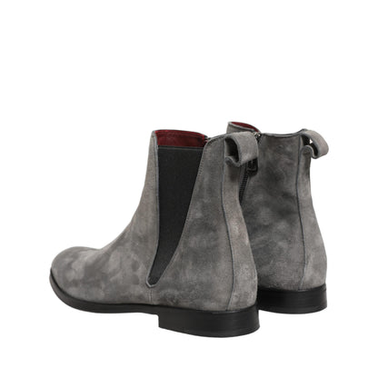 Dolce & Gabbana Gray Suede Leather Chelsea Boots Shoes