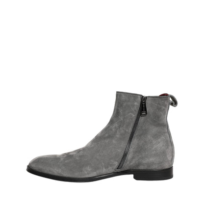 Dolce & Gabbana Gray Suede Leather Chelsea Boots Shoes