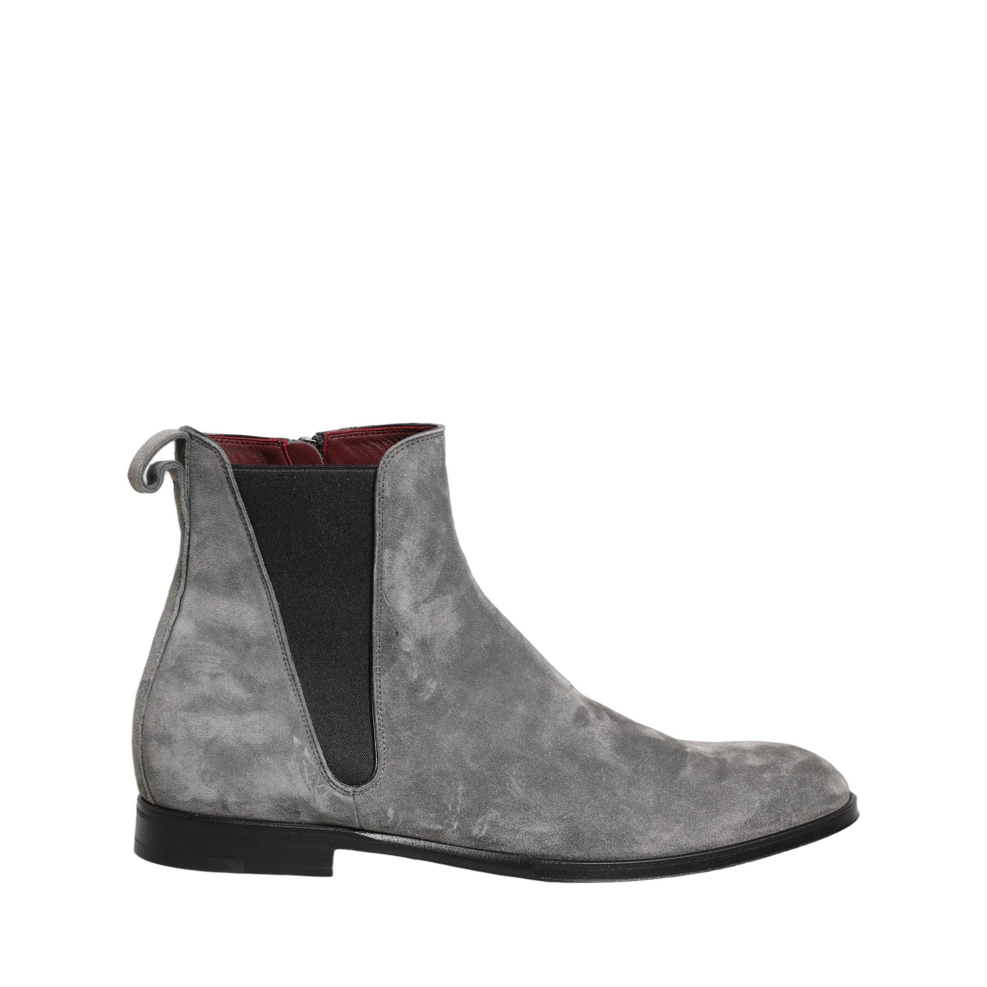 Dolce & Gabbana Gray Suede Leather Chelsea Boots Shoes