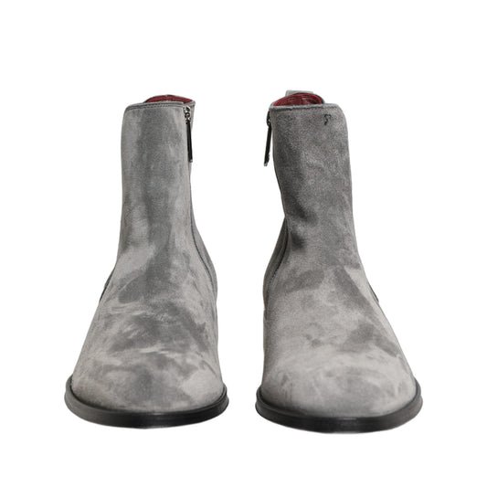 Dolce & Gabbana Gray Suede Leather Chelsea Boots Shoes