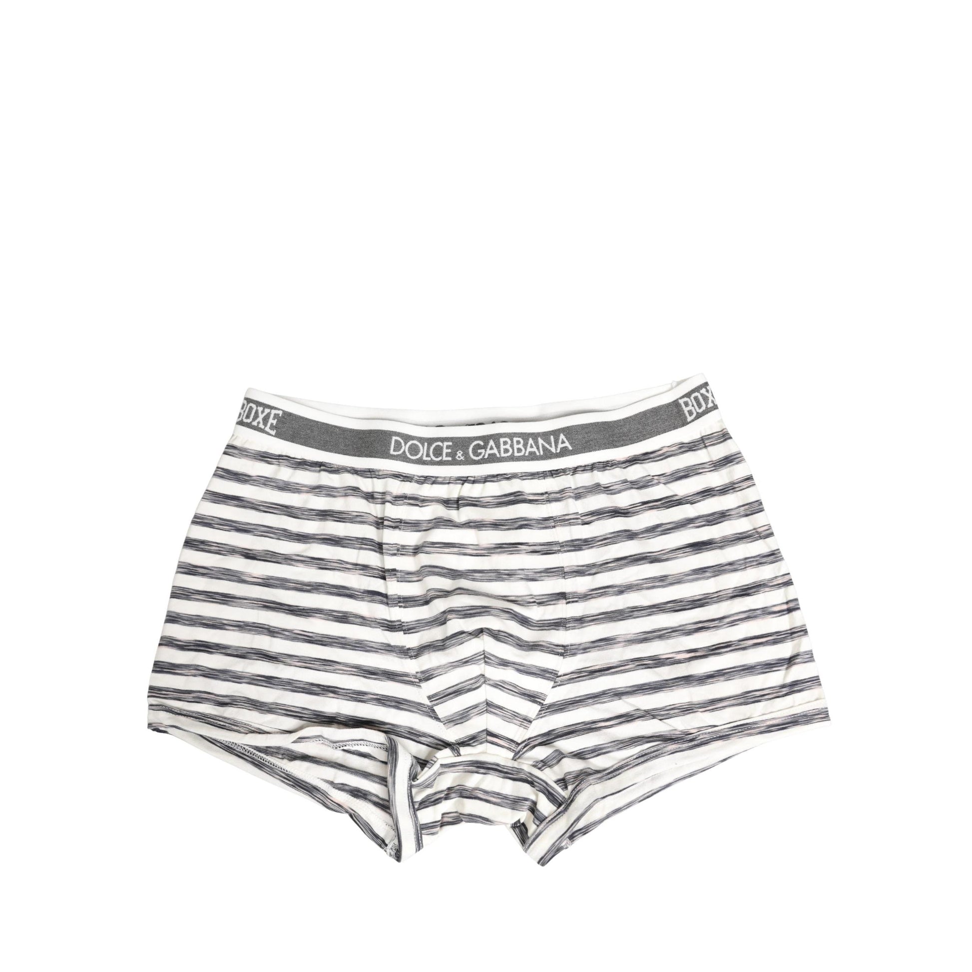 Dolce & Gabbana Gray White Stripes Men Regular Boxer Underwear