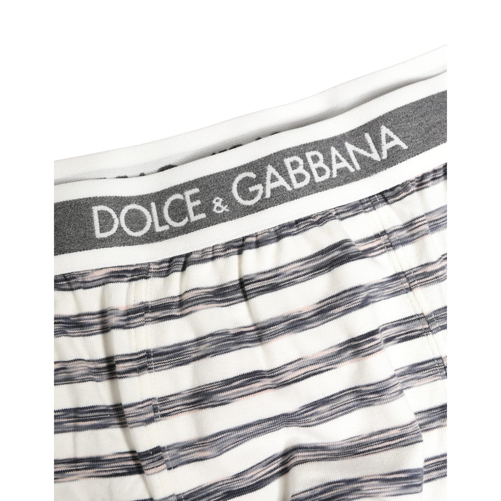 Dolce & Gabbana Gray White Stripes Men Regular Boxer Underwear
