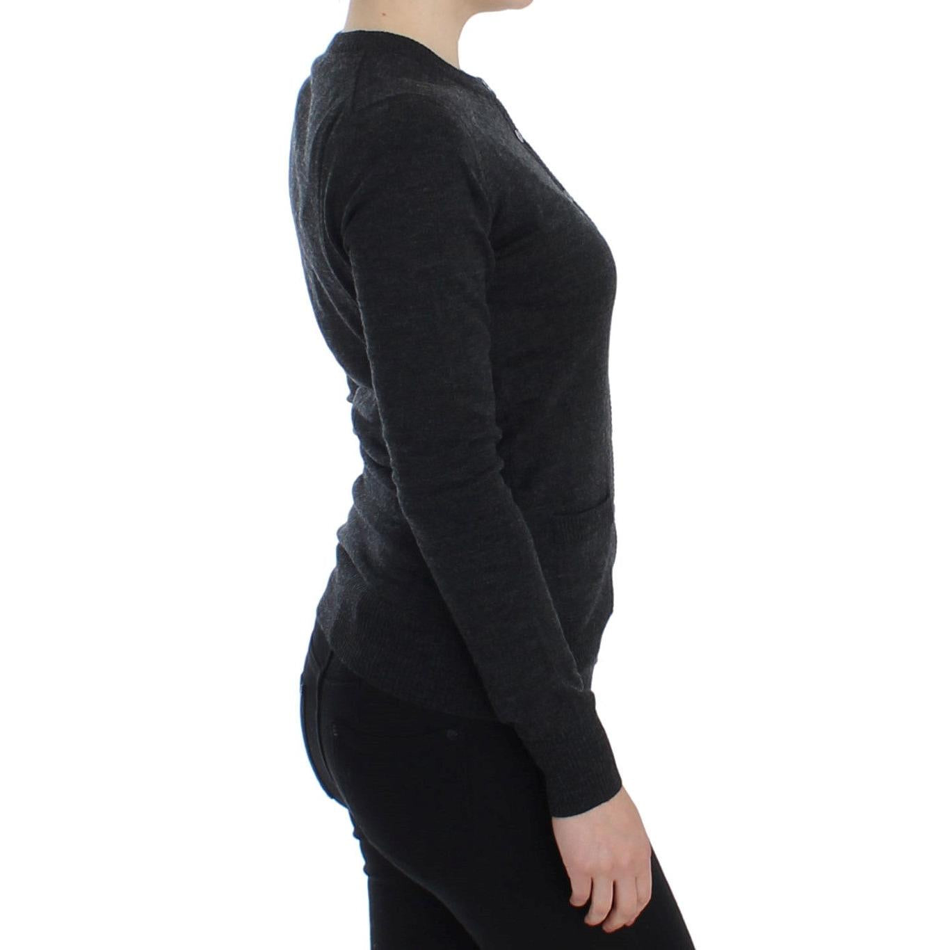 Dolce & Gabbana Gray Wool Button Cardigan Sweater