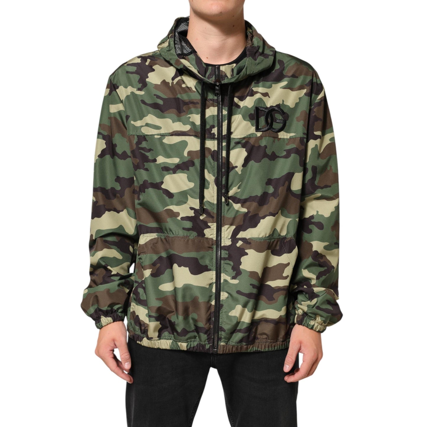 Dolce & Gabbana Green Camouflage Hooded Sweatshirt Jacket