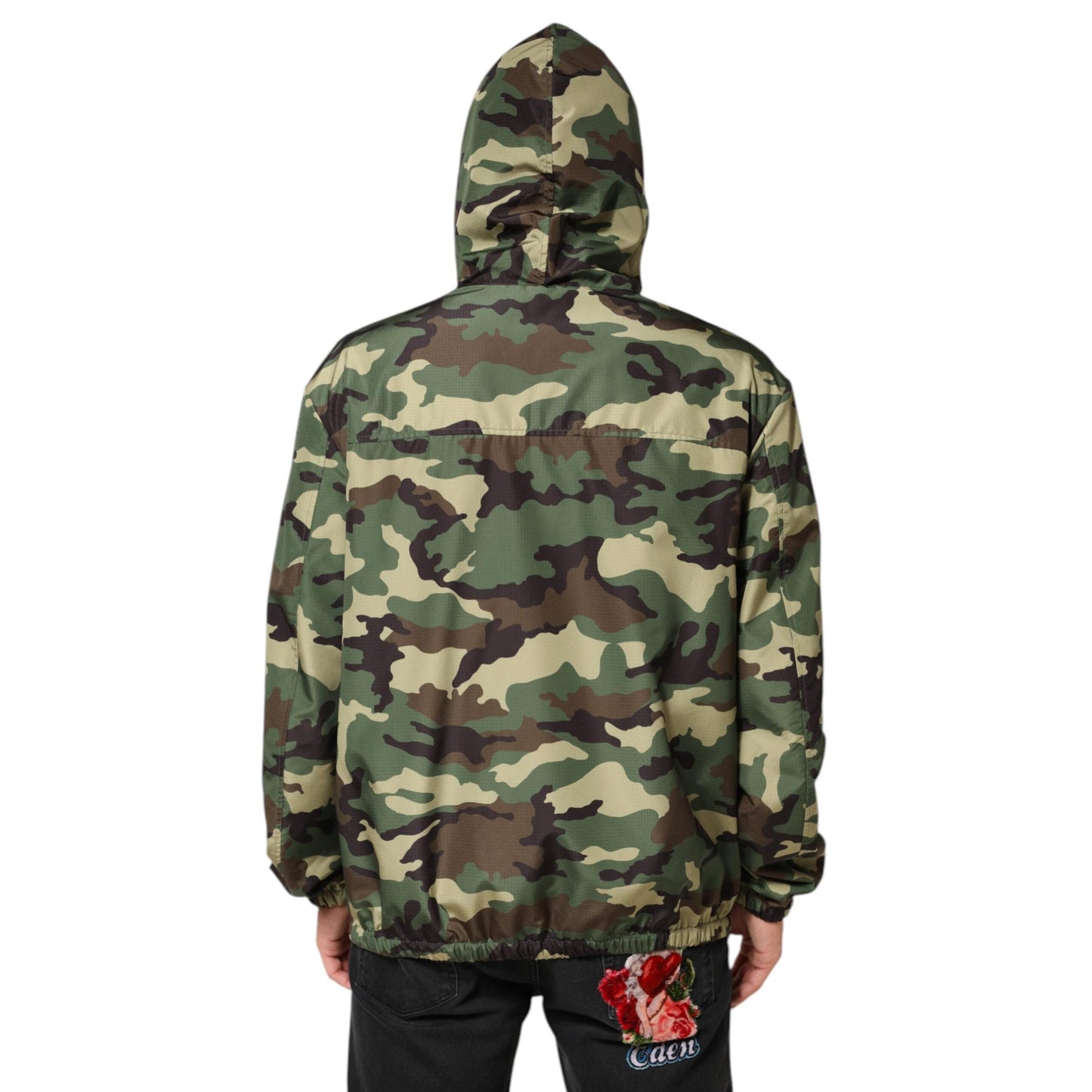 Dolce & Gabbana Green Camouflage Hooded Sweatshirt Jacket