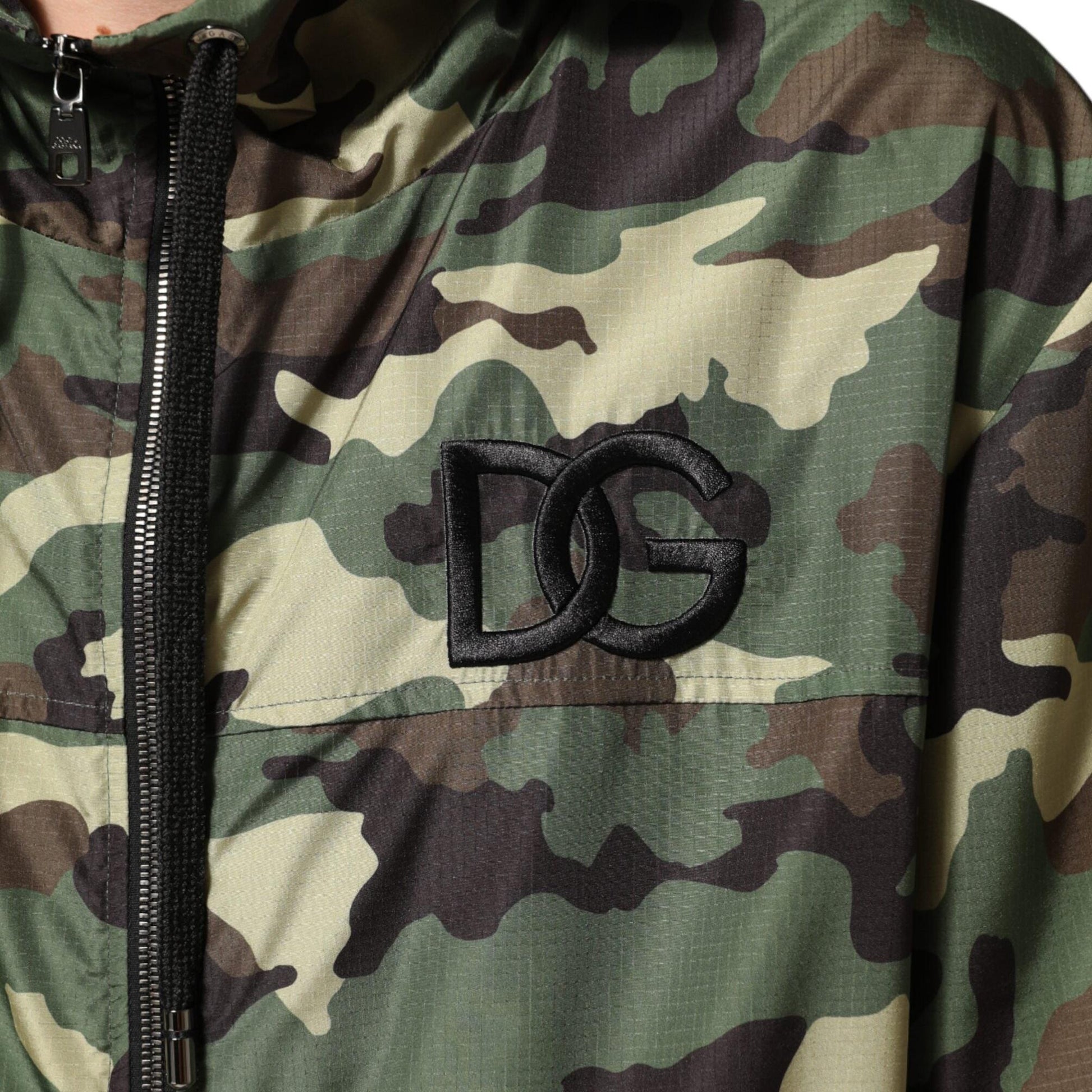 Dolce & Gabbana Green Camouflage Hooded Sweatshirt Jacket