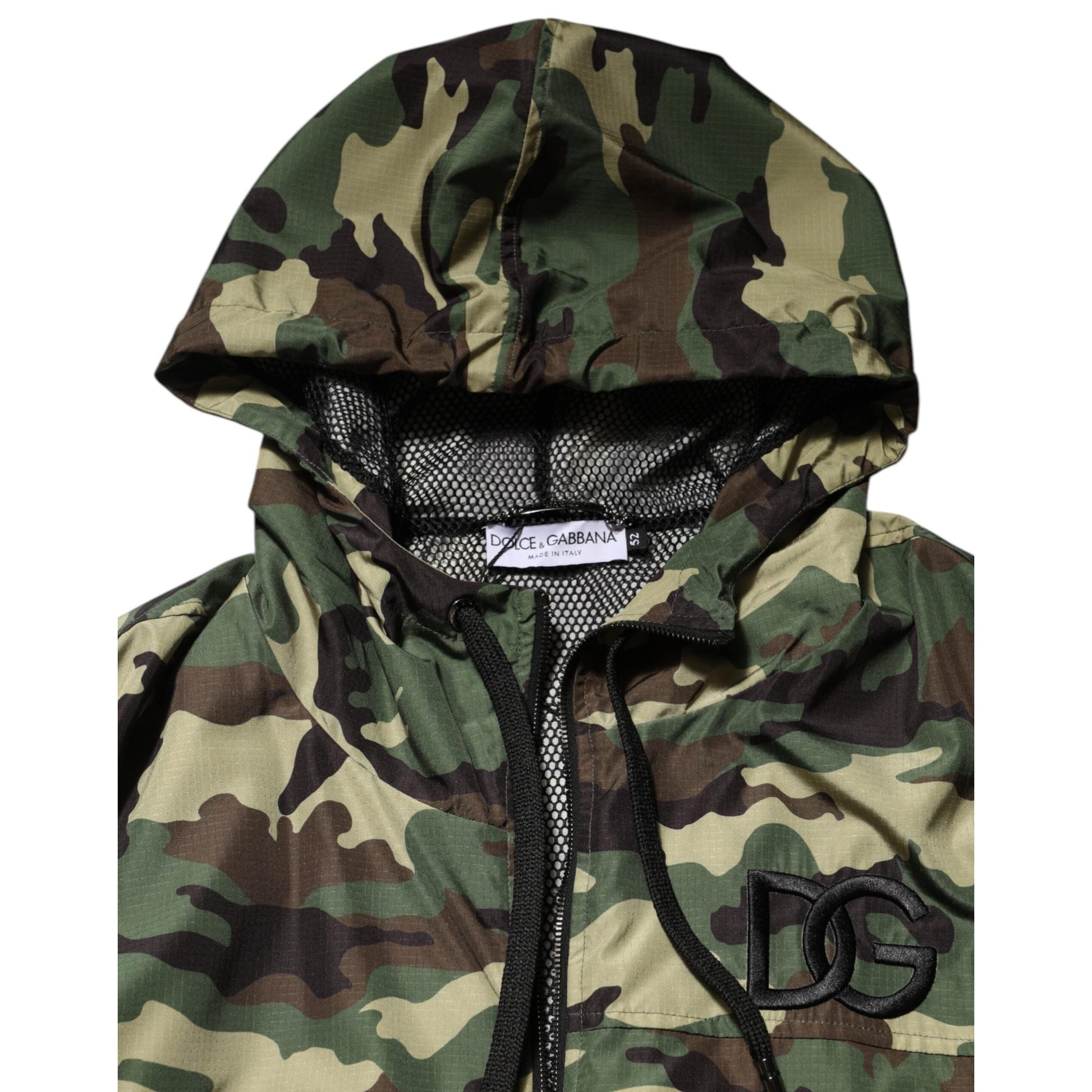 Dolce & Gabbana Green Camouflage Hooded Sweatshirt Jacket