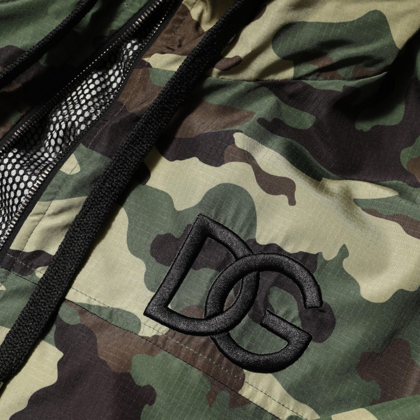 Dolce & Gabbana Green Camouflage Hooded Sweatshirt Jacket