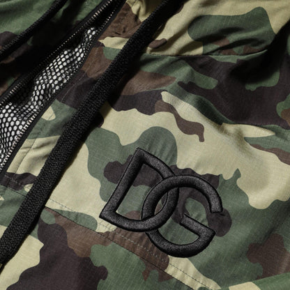 Dolce & Gabbana Green Camouflage Hooded Sweatshirt Jacket