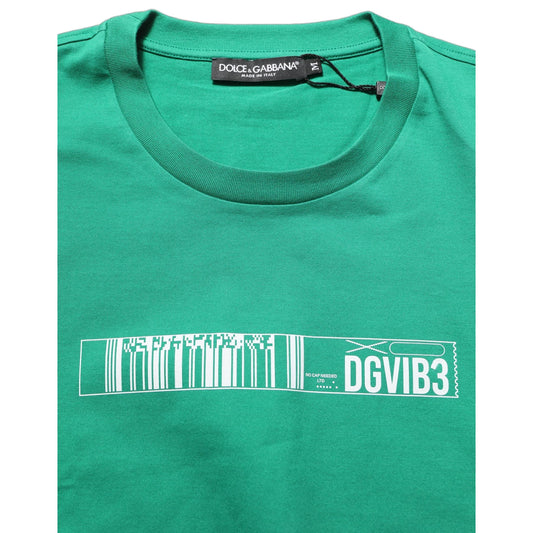 Dolce & Gabbana Green Cotton DGVIB3 Print Crew Neck T-shirt