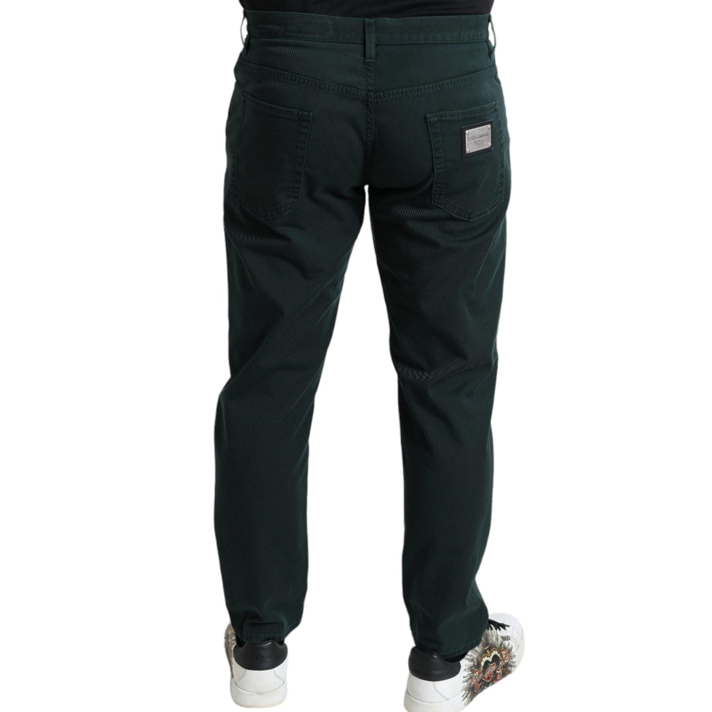 Dolce & Gabbana Green Cotton Stretch Skinny Men Denim Jeans
