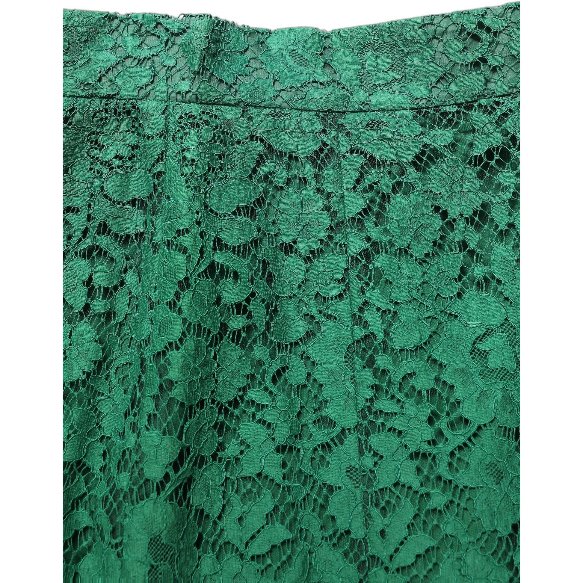 Dolce & Gabbana Green Lace High Waist Mermaid Midi Skirt