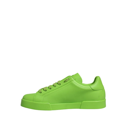 Dolce & Gabbana Green Leather Portofino Low Top Sneakers Shoes