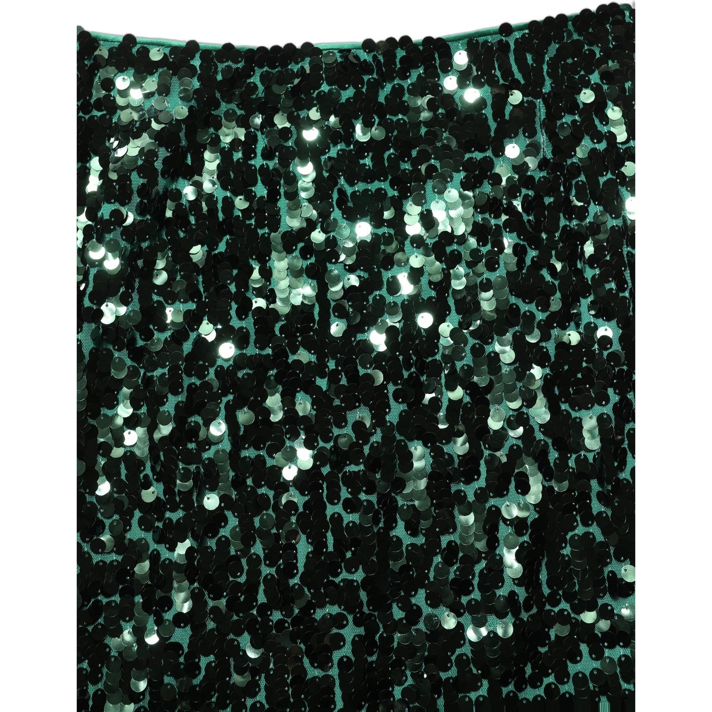 Dolce & Gabbana Green Sequin High Waist Pencil Cut Midi Skirt