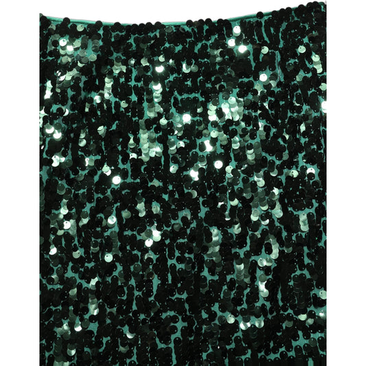 Dolce & Gabbana Green Sequin High Waist Pencil Cut Midi Skirt