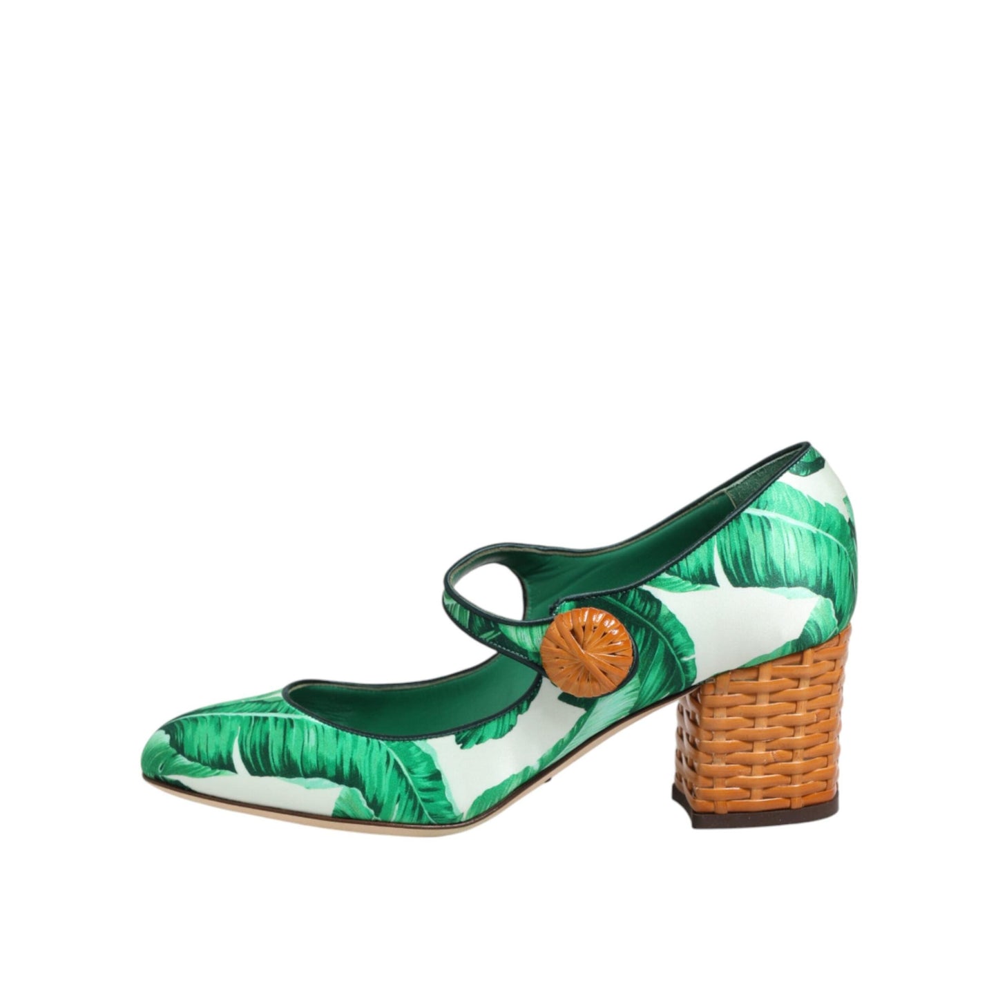 Dolce & Gabbana Green Silk MARY JANES Leaf Sandals Shoes
