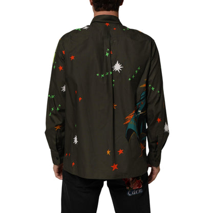 Dolce & Gabbana Green Superhero Print Button Down Shirt